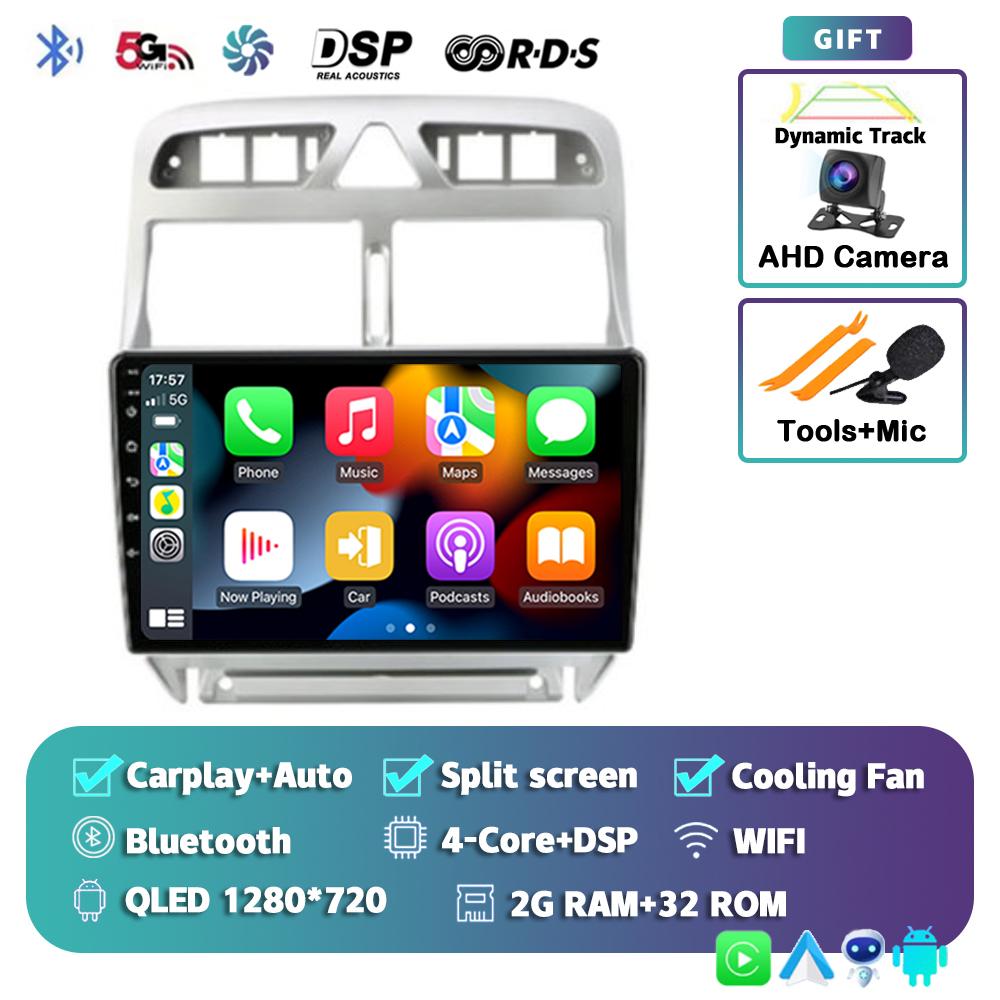 Android 14 Carplay Auto 4G+WIFI 2din Автомагнитола Для Peugeot 307 2002-2013 Мультимедийный Видеоплеер GPS Навигация Головное Устройство Стерео