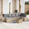 Garden Sofa Set with Cushions and Storage 7 pcs Beige Poly Rattan