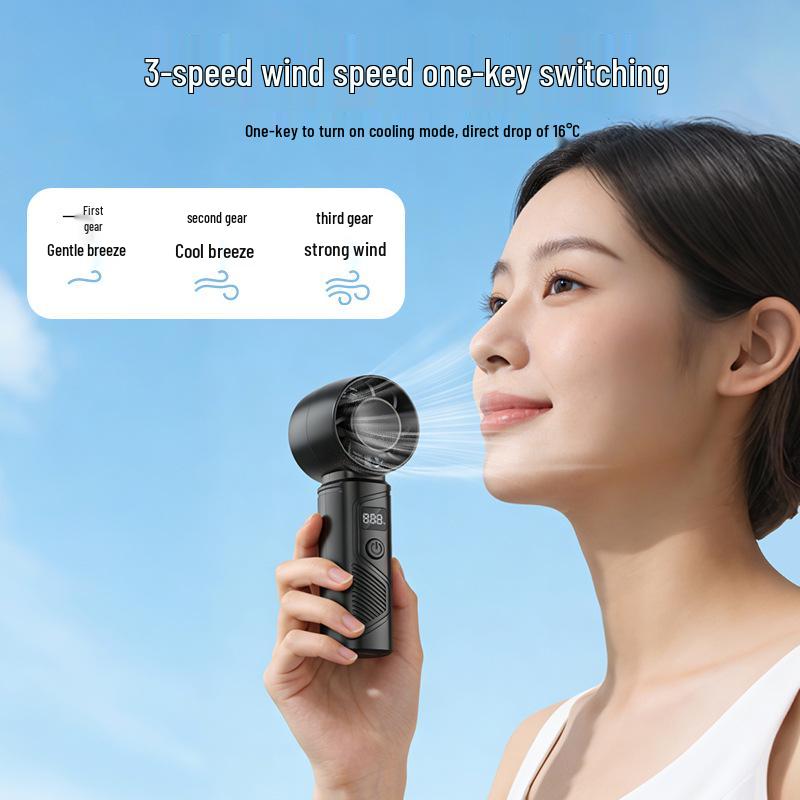 High-Speed 3-Speed USB Handheld Fan: Portable Digital Display Cooling for Office & Students