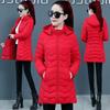 Winter Parkas Warm Padded Jacket Women Fashion Long Sleeve Hooded Mid-Length Cotton Coat Female Slim Outerwear