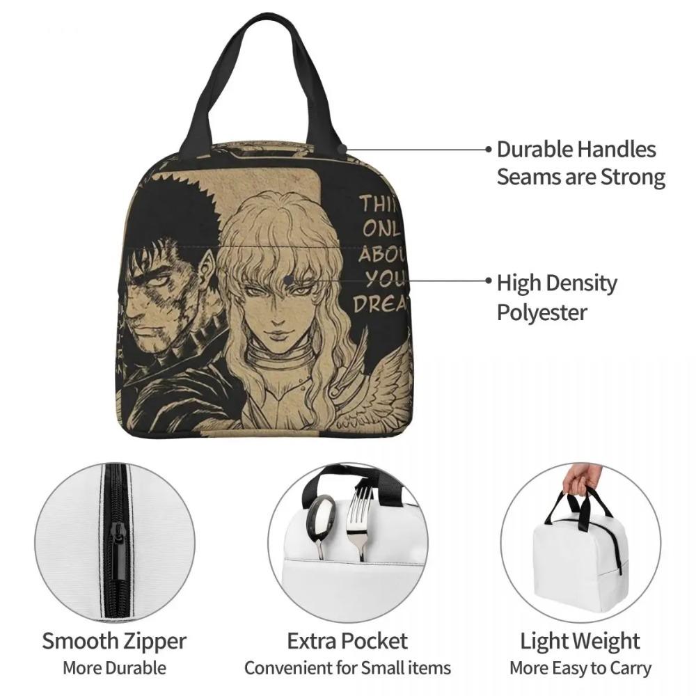 Japan Anime Berserk Insulated Lunch Bag for Women Kids Leakproof Food Boxes Thermal Lunch Box Tote