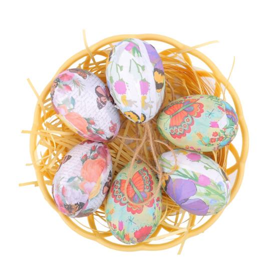 6 шт. Имитация пасхальных яиц, расписное яйцо с веревкой, подвесное украшение, искусственная Пасха