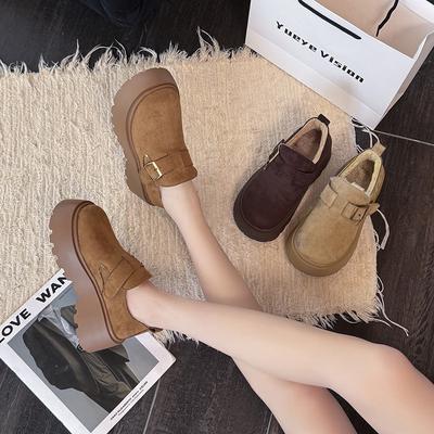 Женские мягкие эластичные толстые подошвы зимний мех теплые противохолодовые утепленные сноубутсы нескользящие износостойкие повседневные спортивные туфли Lefebvre