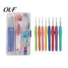 Soft Grip Crochet Hooks Metal Set, Includes Yarn Needles Stitch Markers Tape Measure, with Supplies Storage Case Case, Rubber Handle Hooks, Tools for