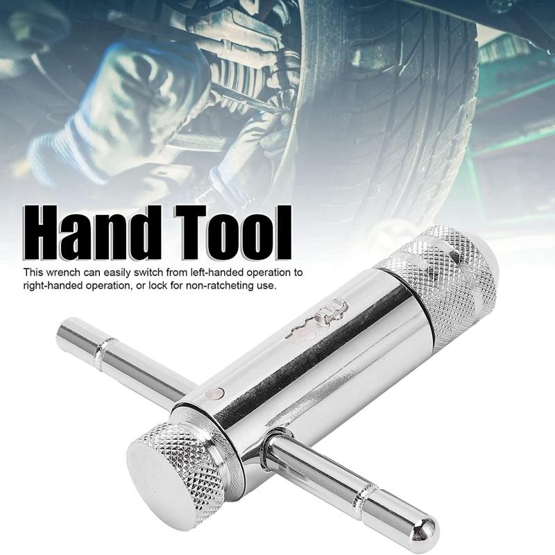 Adjustable M3-8 M5-12 Silver T-Handle Ratchet Tap Holder Wrench Set with 5pc M3-M8 Machine Screw Thread Metric Plug T-shaped Tap