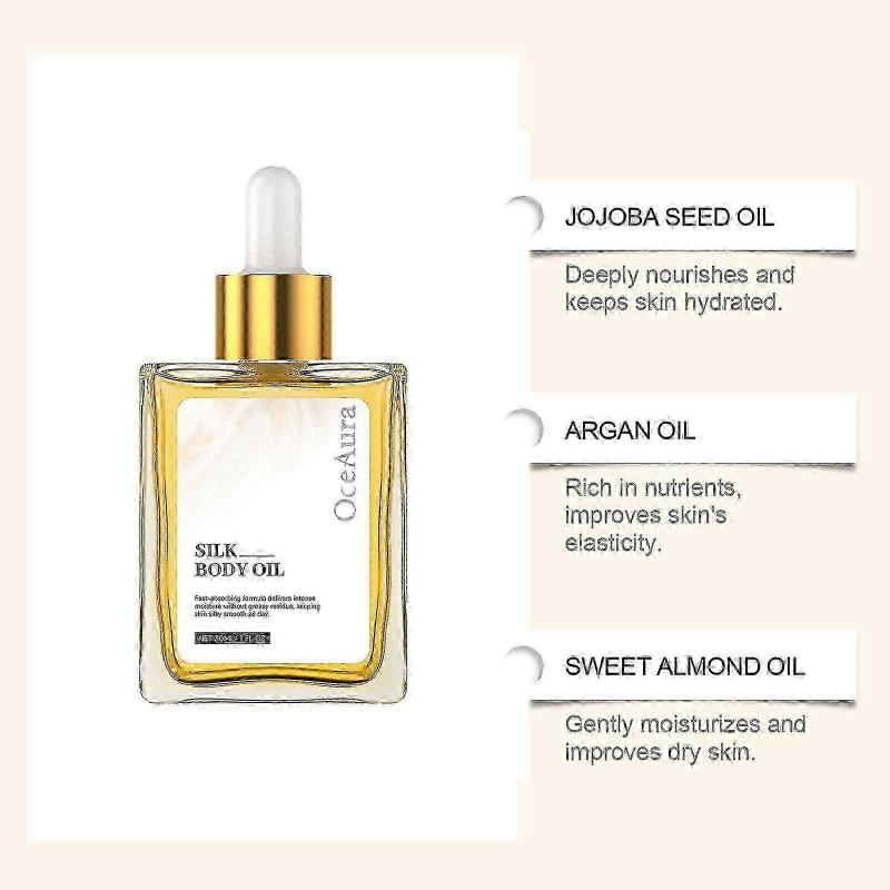 3X Silk Body Oil- Firming Anti Aging Moisturizing Formula, Crepey Skin Hydrating After Shower, Scented Blend Premium Skincare