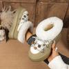 2025 New Women Boots Round Toe Outdoor Thick Bottom Shoes for Women Cross Strap Decoration Short Plush Snow Boots Women