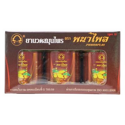PHANAPLAI Herbal Balm, массажный бальзам, травяное масло, формула 2, 50 г. х 3 шт. - Сделано в Таиланде