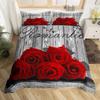 Rose Duvet Cover Set Red Rose Floral Bedding Sets Flower Butterfly Comforter Cover for Women Modern Fashion Marble Quilt Cover