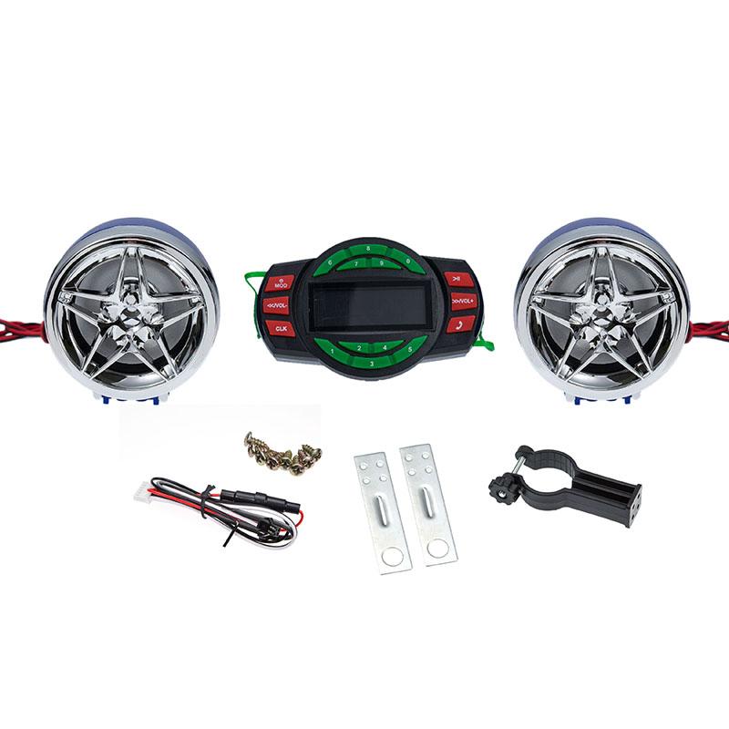 DC 12V Waterproof Motorcycle Bluetooth Radio Motorbike ATV MP3 Player Two Speaker Handlebar Radio