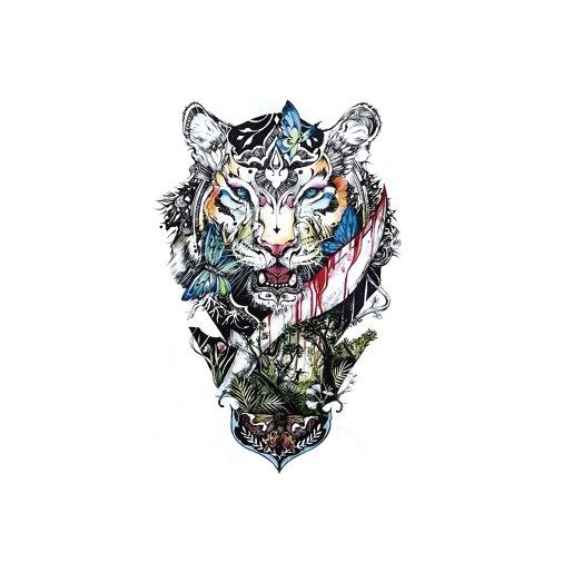 Наклейка с изображением головы волка, значение волчьей дороги, доминирующая имитация, рисунок тигра и лисы, водонепроницаемая наклейка с изображением татуировки с переносом воды