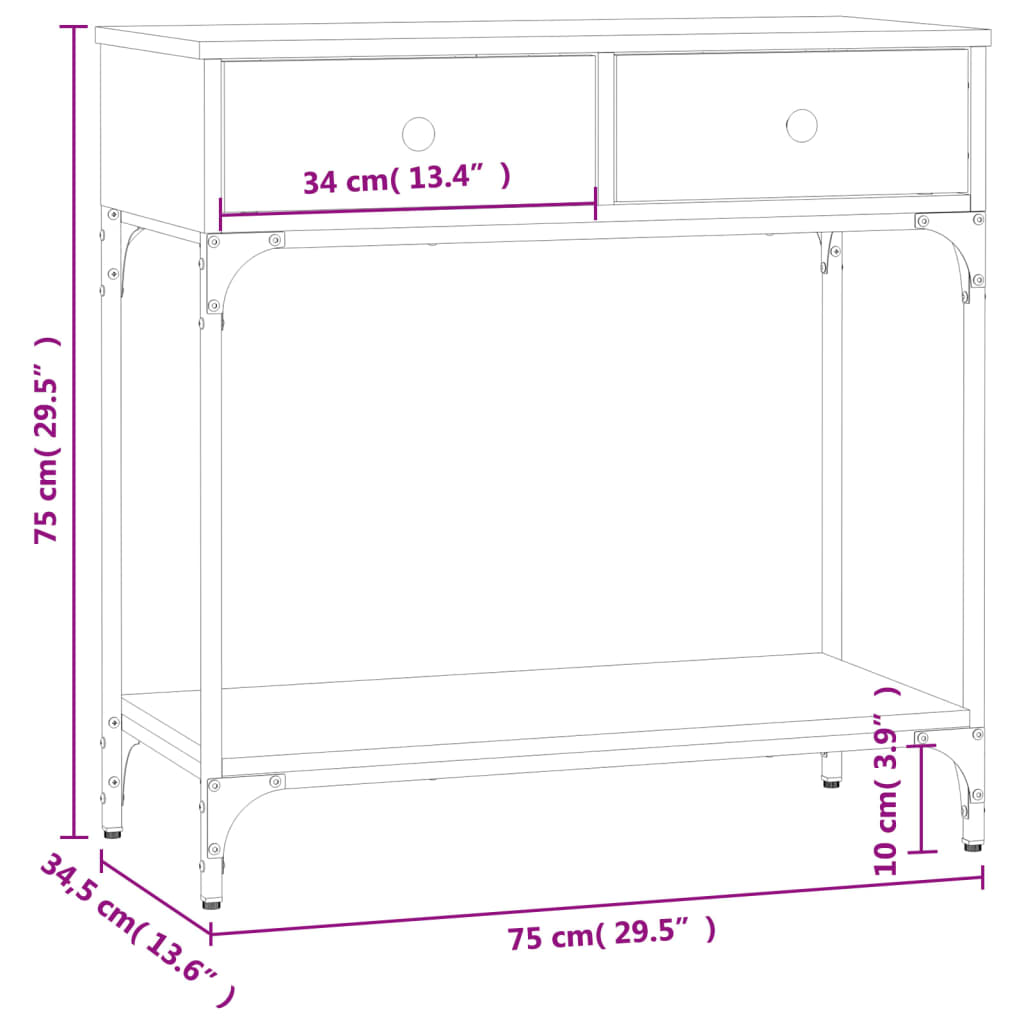Console Table Smoked Oak 75x34.5x75 cm Particleboard
