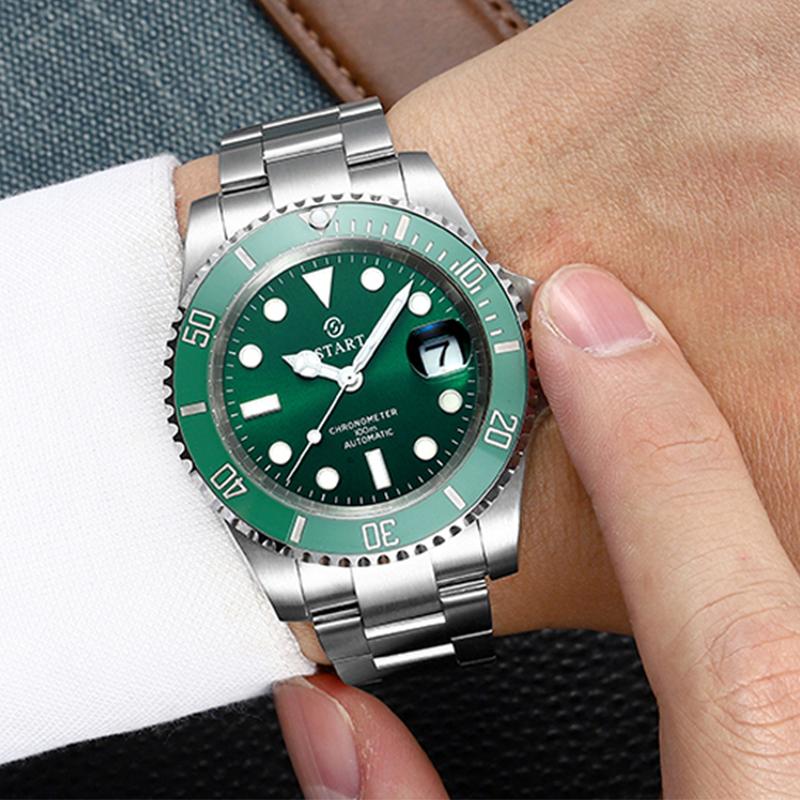 Start Мужские часы для дайвинга, официальные аутентичные металлические мужские часы, светящиеся водонепроницаемые автоматические механические часы с функцией даты
