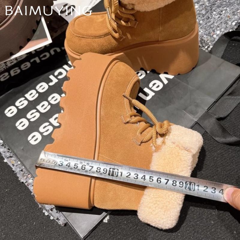 Ботильоны на меховой платформе для снега женские замшевые теплые хлопковые туфли женские 2025 тренд зимние брендовые короткие плюшевые мотоциклетные ботинки Botas De Mujer