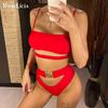 Сексуальное бикини без бретелек с высокой талией, женский купальник, женский купальник, комплект бикини из двух частей, купальный костюм