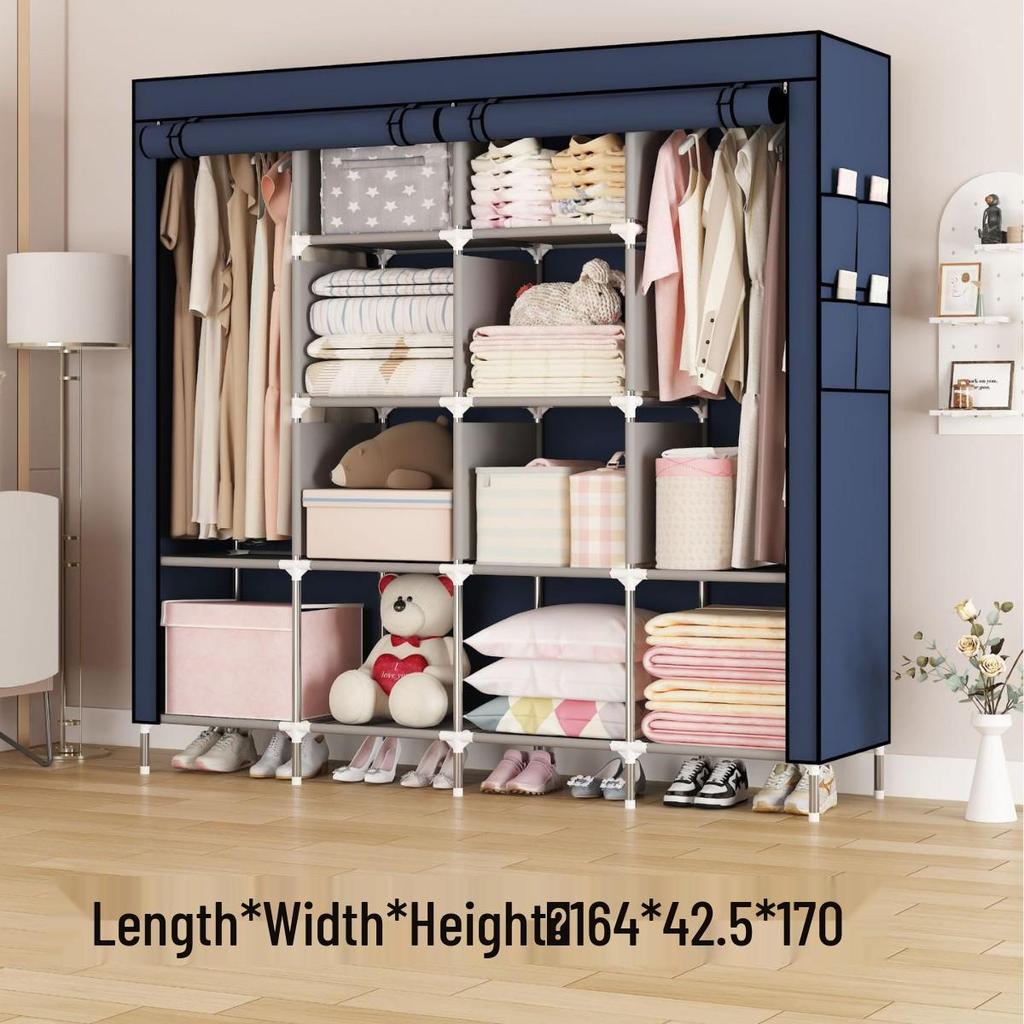 Многослойный нетканый тканевый шкаф с пылезащитным чехлом и каркасом из железных труб