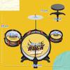 Drum Set for Children +3 Years with Stool, Drums, Bass Drum, Cymbal and Drumsticks 59.5x31.5x59 cm Black