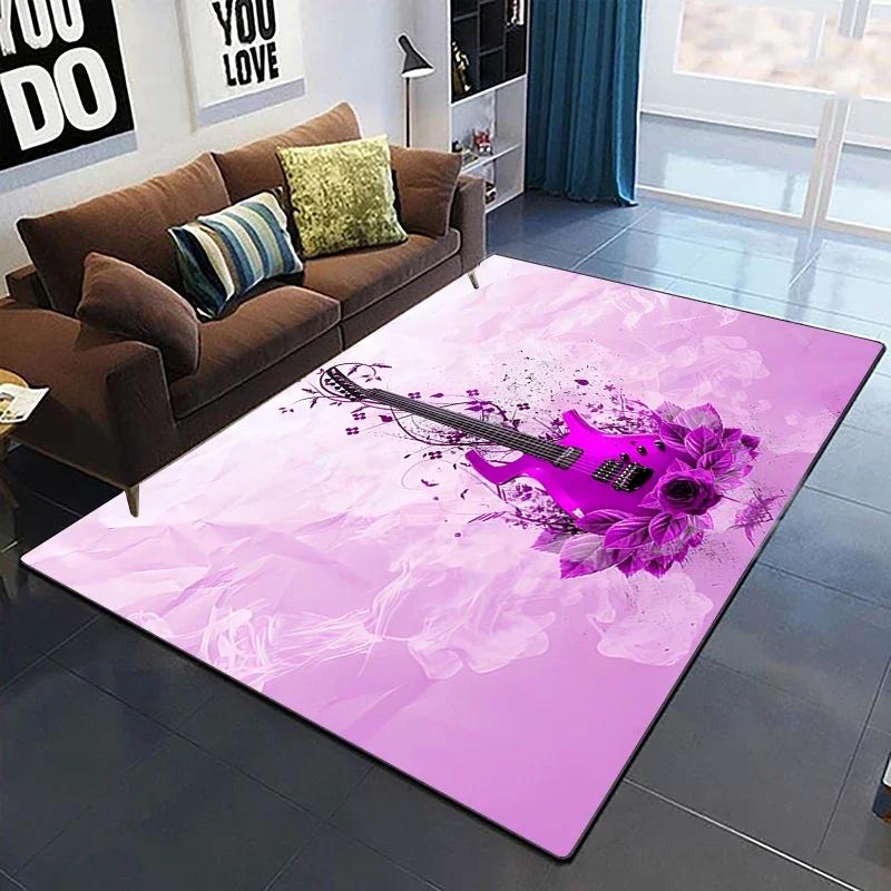 Красочные Музыкальные Гитарные Мелодии 3D Печатные Ковры для Гостиной Нескользящий Ковер для Спальни Прикроватная Зона Домашний Декор Полиэстеровый Коврик