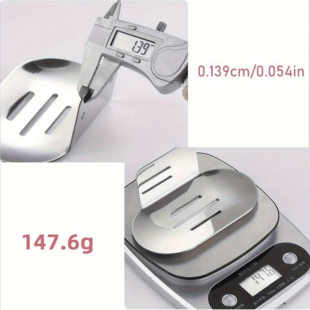 Thickened Stainless Steel Soap Holder - Modern Oval Design, No-Drill Wall-Mounted Storage Rack, Suitable for Bathroom Essentials, All-Season Use