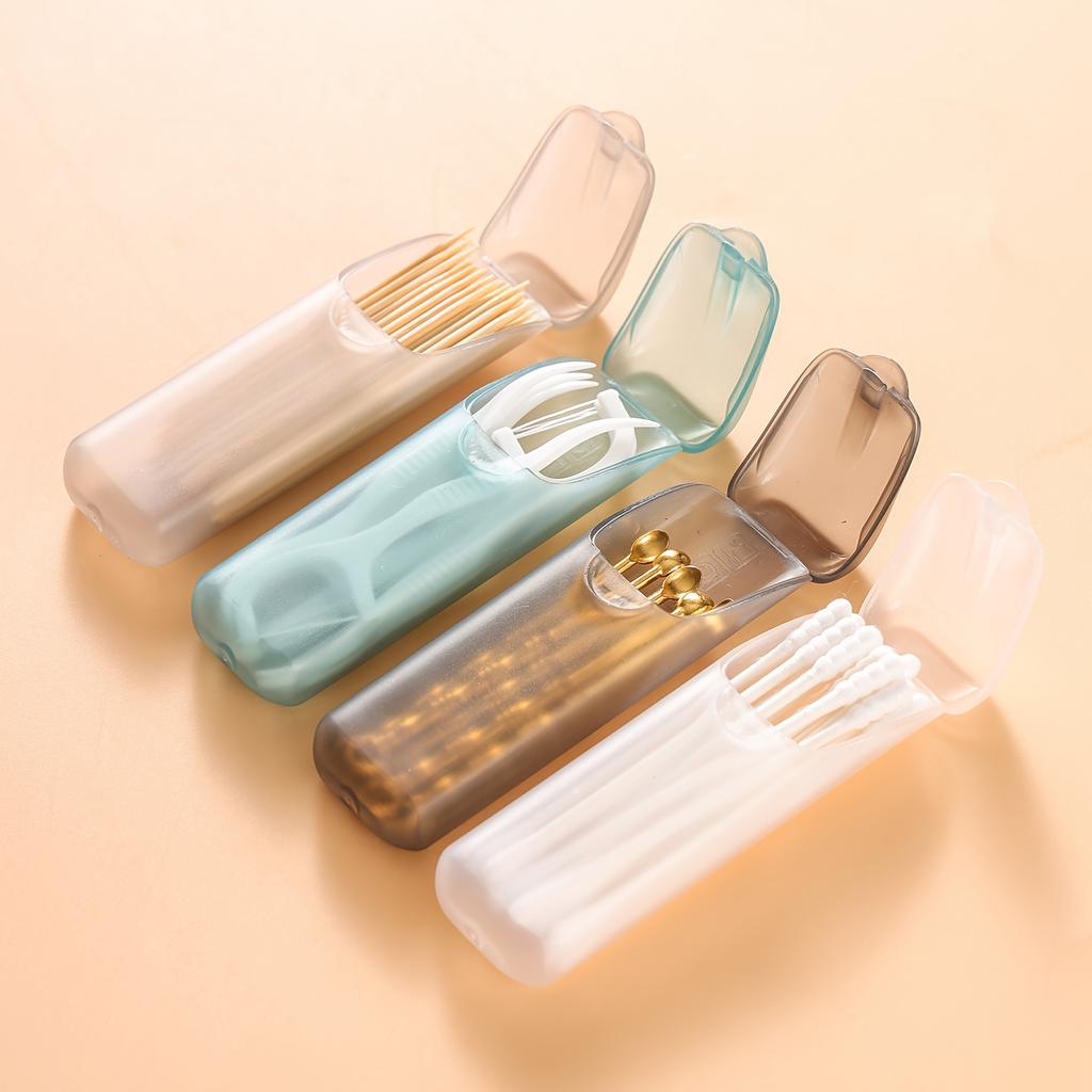 Mini Storage Box Travel Portable Transparent Toothpick Cotton Swab Box For Outdoor Travel Kitchen Restaurant Supplies