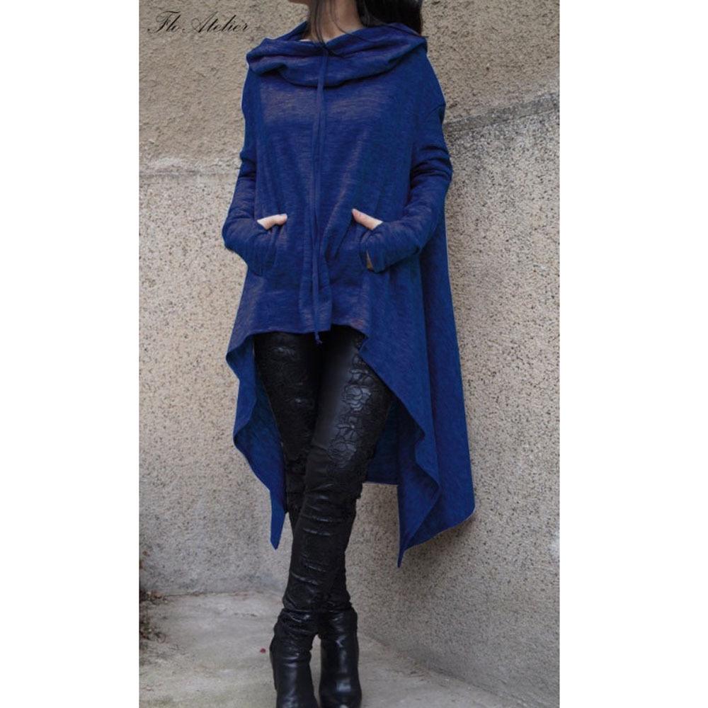 Женская однотонная удлиненная толстовка с капюшоном - 10 цветов, 8 размеров в наличии.