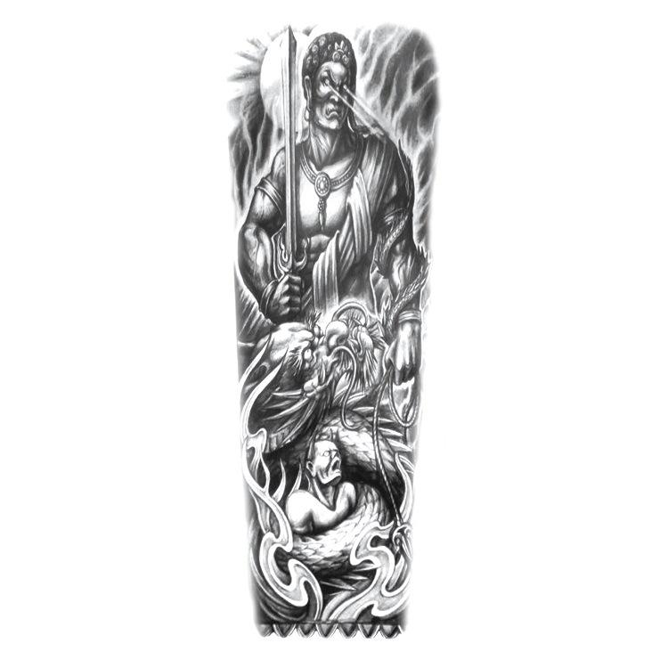 Полная рука Цветок Рука Большой Узор Ветер Лев Волк Сексуальная Имитация Татуировки Водная Переводная Татуировка Наклейка