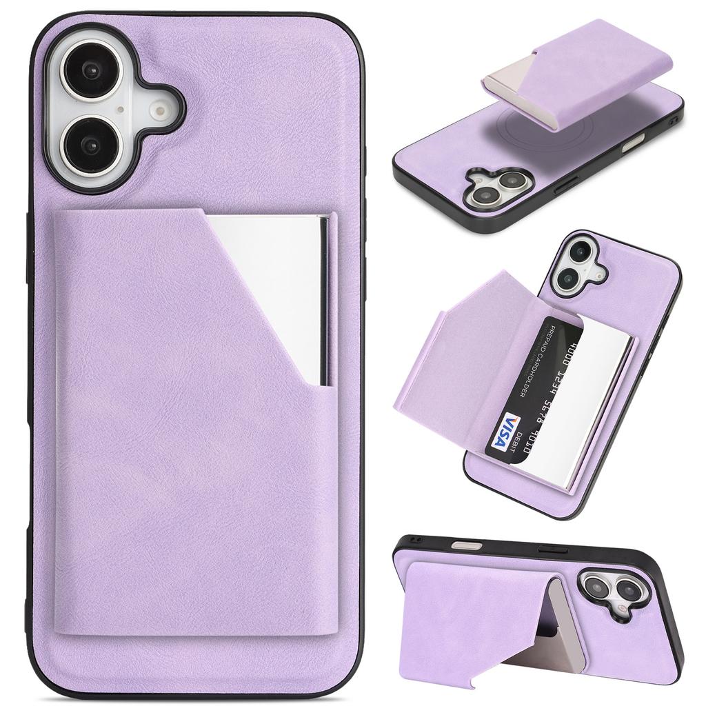 Reinforced Ring Magnetic Card Wallet Case for iPhone 17 Pro Max Air 16 Pro 15 14 Plus 13 12 Wireless Charging Leather Flip Cover