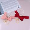 Handmade Bowknot Keychains Fabric Ribbon Headphone Case Accessories Creative Pearl Bow Keychain