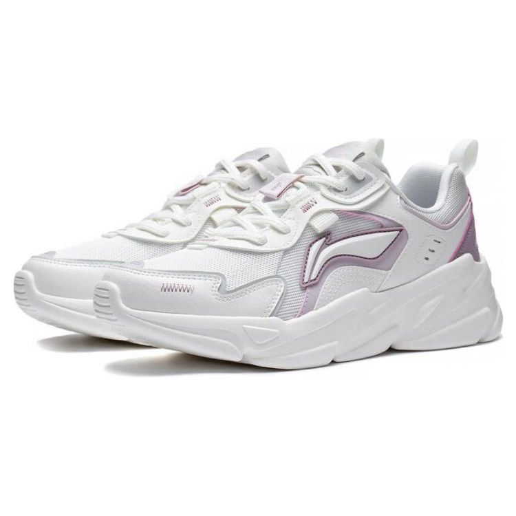 Li Ning Yunhai Ткань Синтетическая Кожа Нескользящая Износостойкая Низкая Спортивная Повседневная Обувь Женские Кроссовки Белый Серый Фиолетовый AGCT154-1