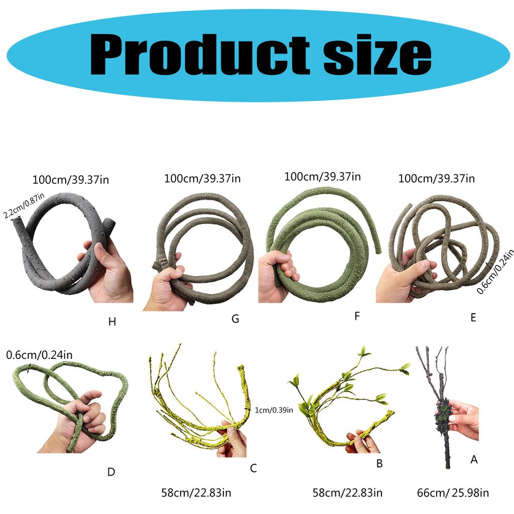 Рептилии Растение Скрыть Виноградная Ветка Листья Террариум Джунгли Среда обитания для Ящериц Гекконов Змея Декоративное Ложное Растение