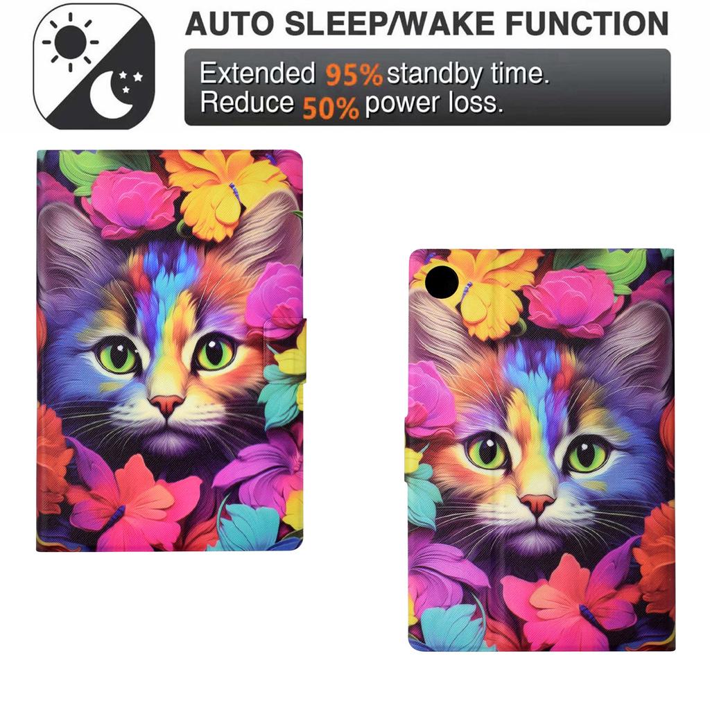 Для Samsung Galaxy Tab A9 Чехол PU Кожаный Узор Складная Подставка Защитная Обложка для Планшета