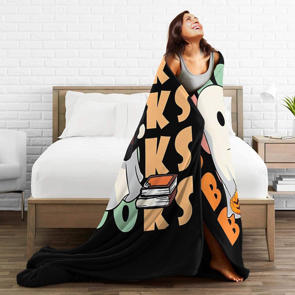 Ghost Reading Blanket Quality Warm Soft 2025 New Halloween Throw Blanket Winter Kid Adult Couch Chair Sofa Bed Fashion Bedspread
