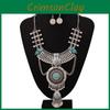 Style Ethnic Simulation Gemstone Decoration Women Necklace And Earring Set