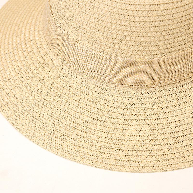 Womens Beach Sun Hat Summer Straw Hat with Bow, Adjustable Head Circumference, Wide Brim, Breathable, Travel Foldable Sun Hat