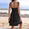 Женское летнее повседневное платье без рукавов на тонких бретельках в стиле бохо с многоярусными оборками, струящееся короткое пляжное платье-сарафан