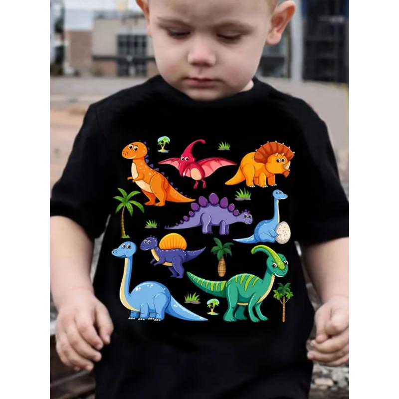 Kids Luminous Cartoon Dinosaur Space T-shirt 2-7 Years 100% Cotton Baby Boys Tees Summer New Short Sleeve Tops Dropshipping