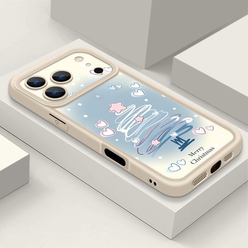 Ударопрочный мягкий силиконовый чехол из ТПУ Funda для iPhone 17 Air 16e 16 15 14 Pro Max 13 17 Pro Max 17 Pro 17 Air Синий чехол с рисунком рождественской елки