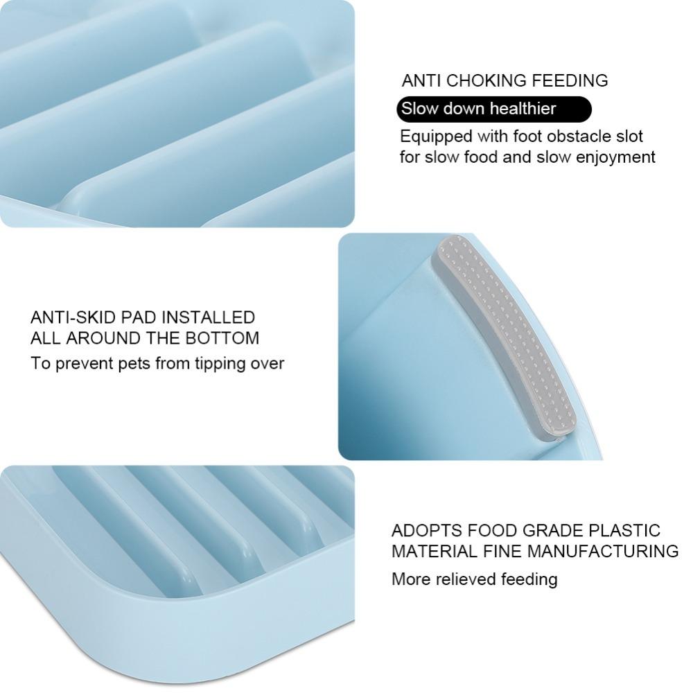 with Bottom Anti-Skid Pad Pet Slow Food Bowl Plastic Anti Choking Feeding Bowl for Cats Dogs