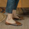 Summer Baotou Half Drag Sandals Female Retro Horsebit Buckle Low Heel Mueller Shoes Without Heel Square Head Slippers Fashion Women Breathable Shoes