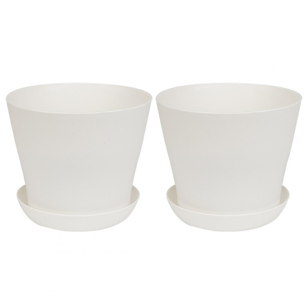 2Pcs Flower Pot Colorful Round Large Mouth PP Drainage Holes Plant Container With Saucer Lightweight Thick Nursery Pot