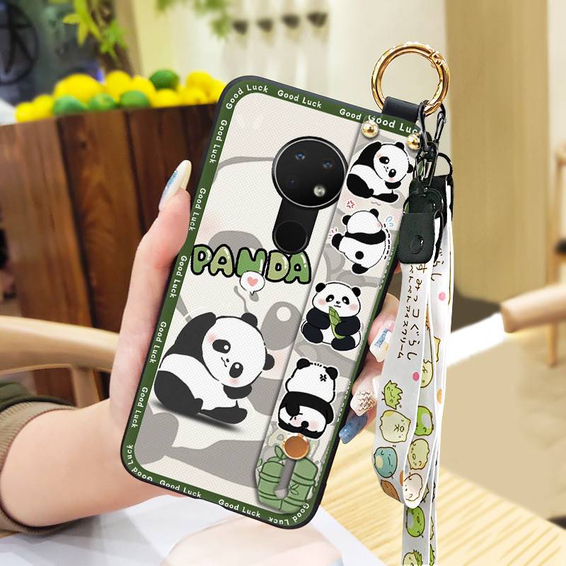 Wrist Strap Durable Phone Case For Nokia 6.2/7.2 Cartoon Fashion Design Waterproof Shockproof Panda Wristband Anti-dust