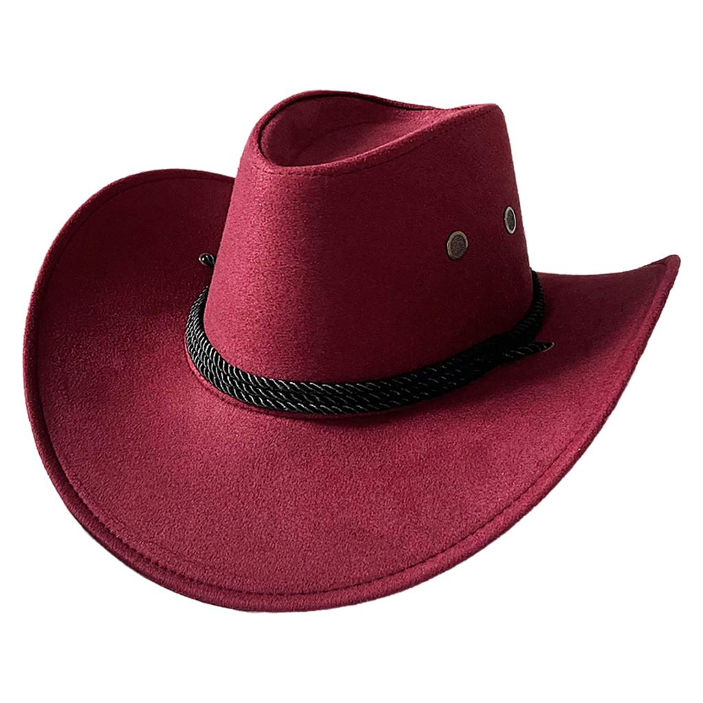 Men's Classic Cowboy Hat Western Cowboy Hat Outdoor Sun Hat Adjustable Drawstring Felt Hat