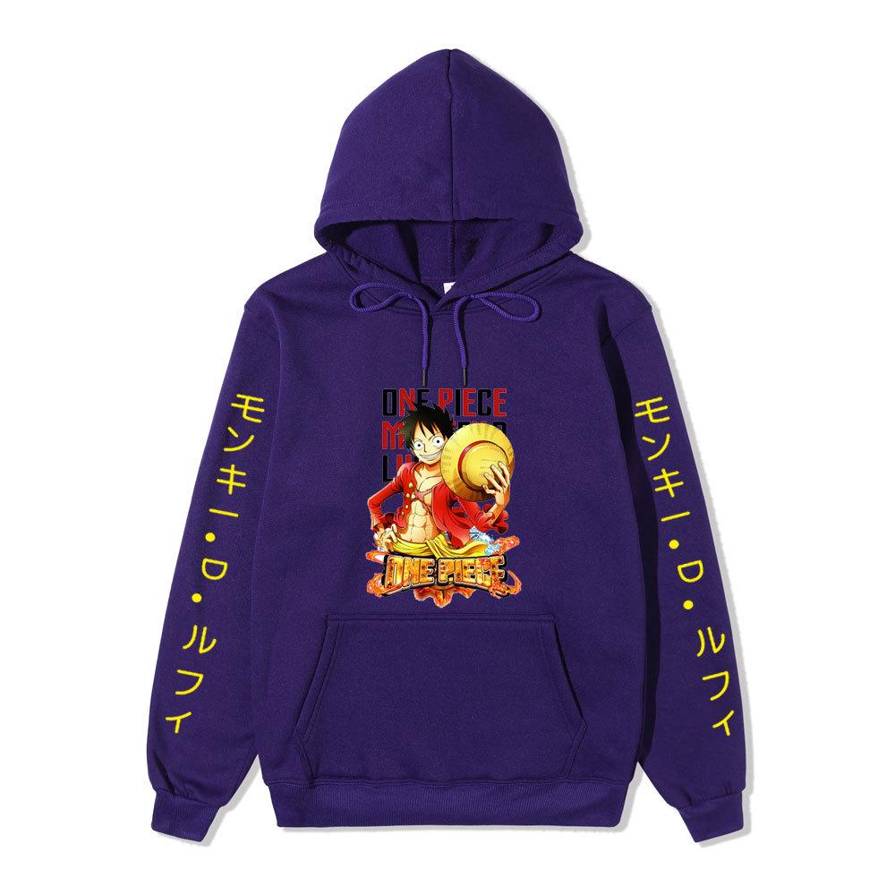 Monkey D. Luffy Unisex Hooded Sweatshirt Anime Graphic Print Fleece Lined Warm Loose Long Sleeve Casual Pocket Hoodie