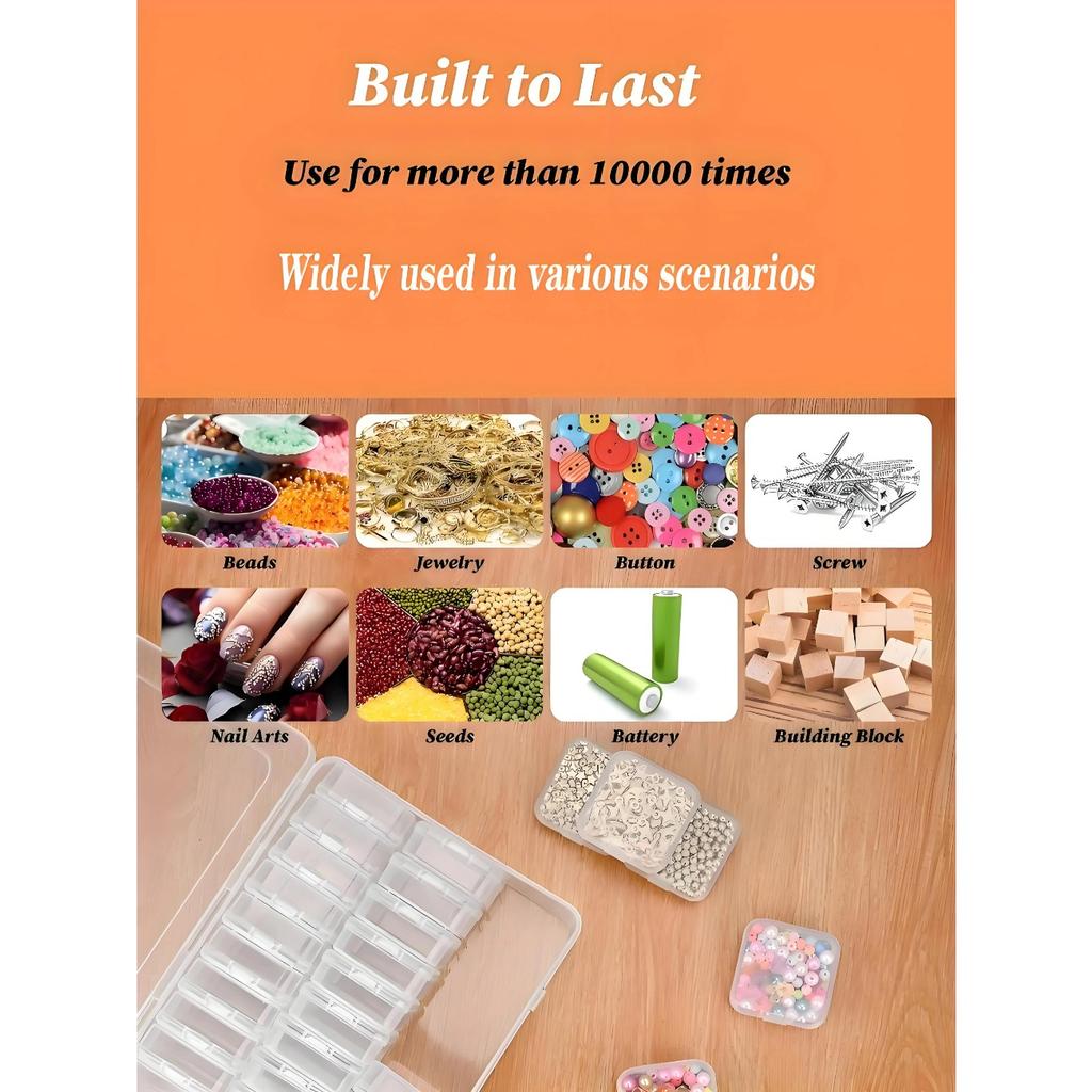 1 набор из 30 прозрачных пластиковых коробок для хранения, мини, с маленькими ячейками, с крышкой, квадратные, для украшений, жемчуга и разных мелочей, с разделителями