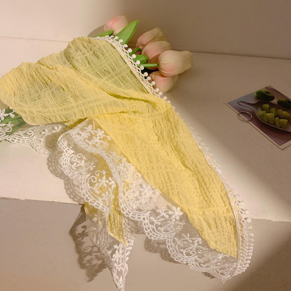 Французская ретро цветочная кружевная повязка на голову женская милая шелковый платок приморская сумка головной треугольный платок литературный фото-шарф