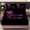 1pc Fitted Sheet Set Black Pink Queen Crown 3D Print 100% Polyester Cover Breathable Bedding Set Home Decor without Pillowcases