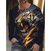 Tiger Graphic Men's Long Sleeve T-shirt for Men Clothing Casual Top Tee Shirt Fashion Animal 3D Full Printing Streetwear