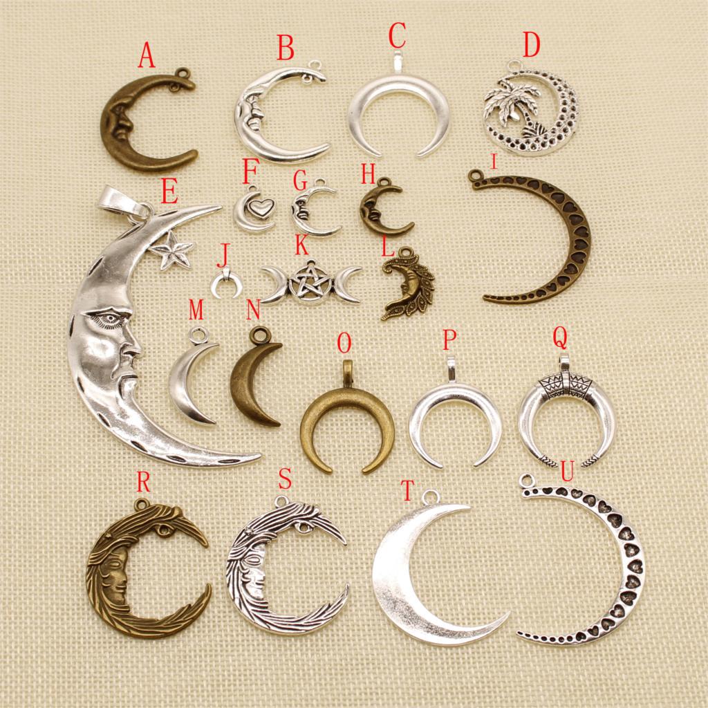 6 Pieces Pendant Moon Mix Charm Pendant Metal Single Charms Jewelry Findings