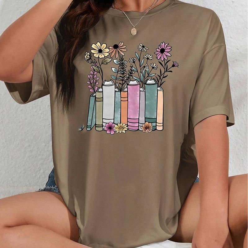 Модная женская креативная футболка с цветочным принтом, забавная повседневная футболка с круглым вырезом и короткими рукавами, летняя женская футболка