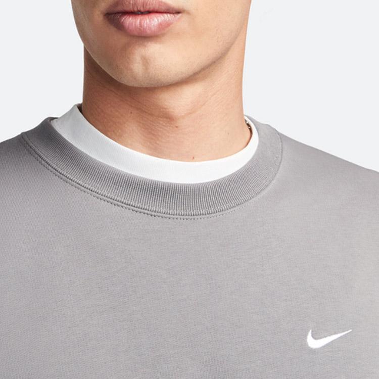 Nike Solo Swoosh, однотонная толстовка свободного покроя с круглым вырезом и длинными рукавами, мужские топы, темно-серый DX0812-029